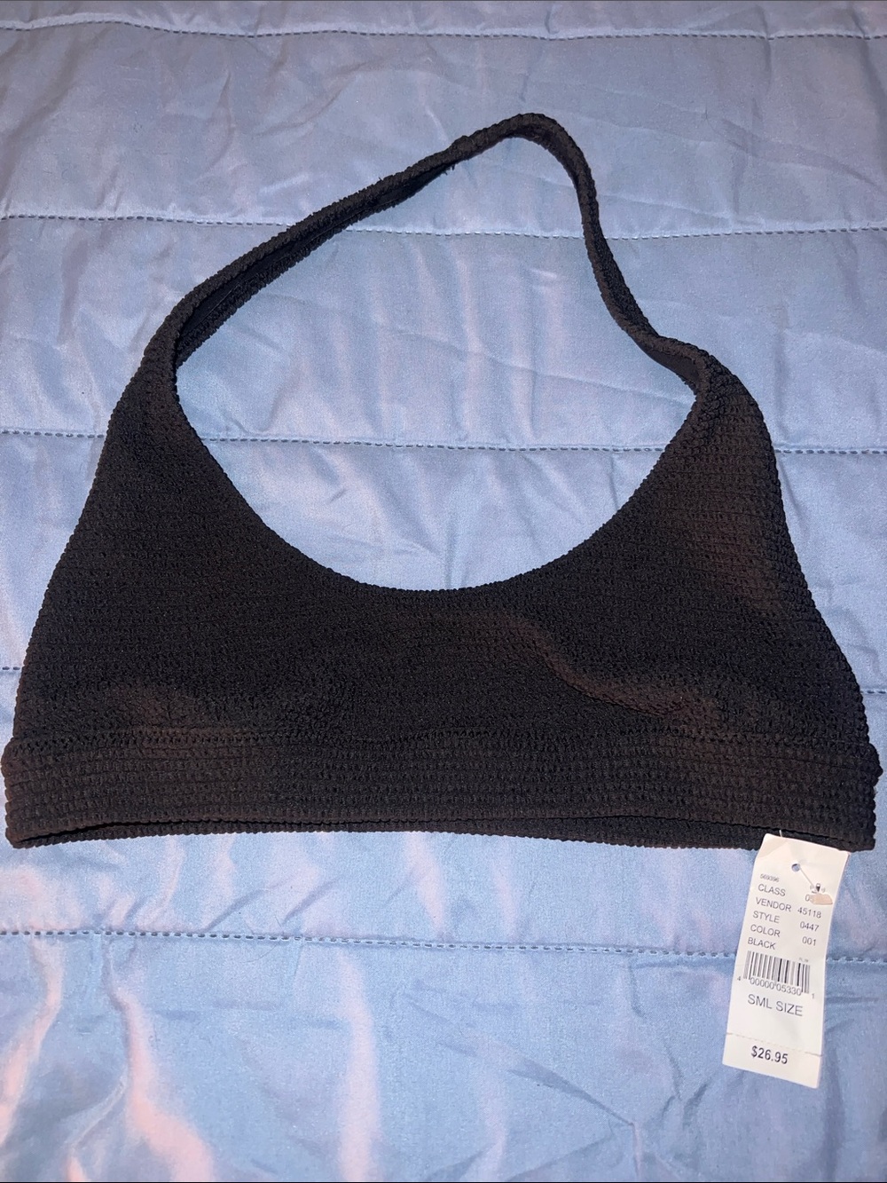 Pacsun L.A Hearts  Black Textured Scoop bikini top NWT size Small